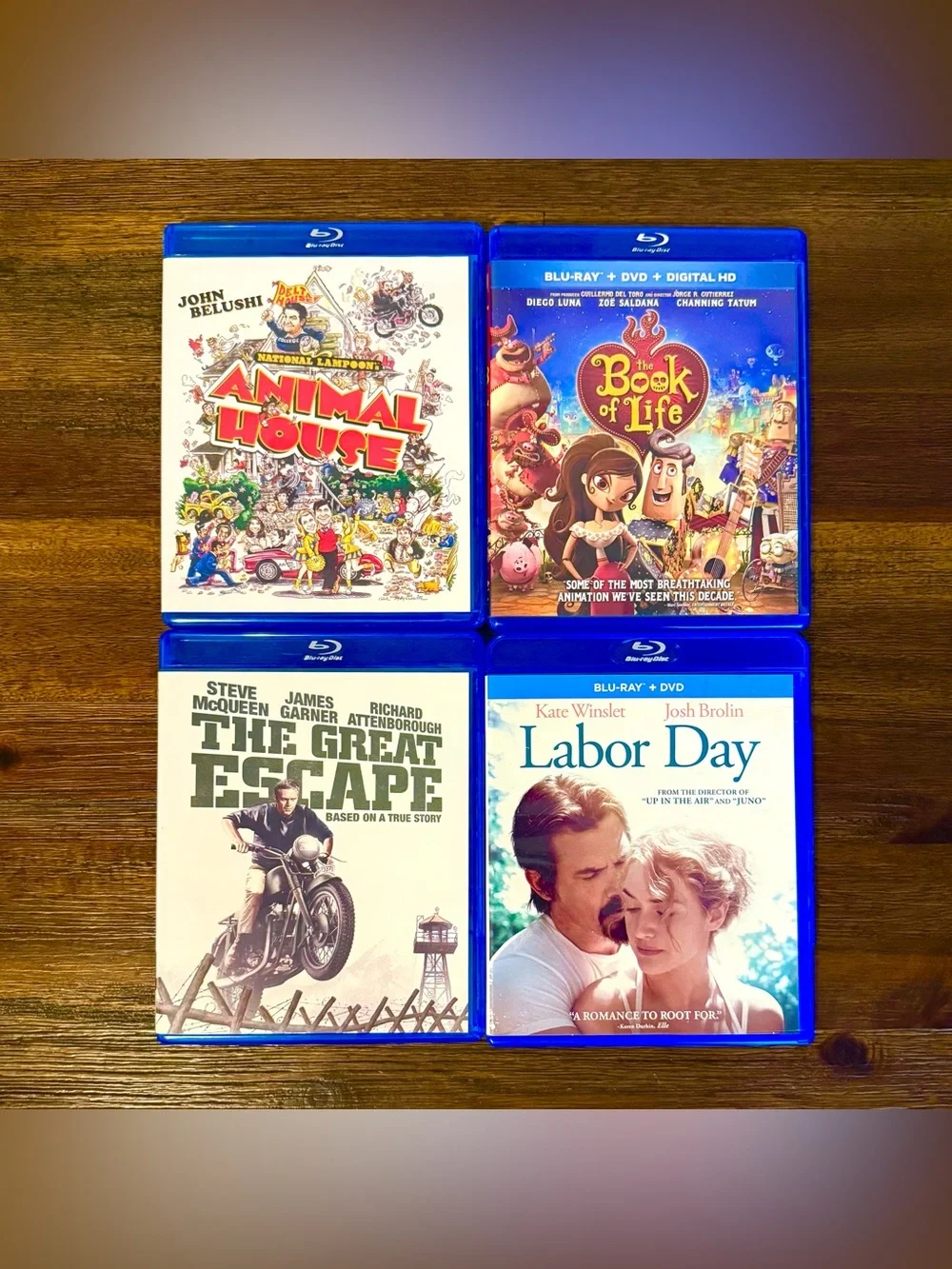 4 BLU RAY BUNDLE Animal House Great Escape Book Labor Day BOOK OF LIFE Deal